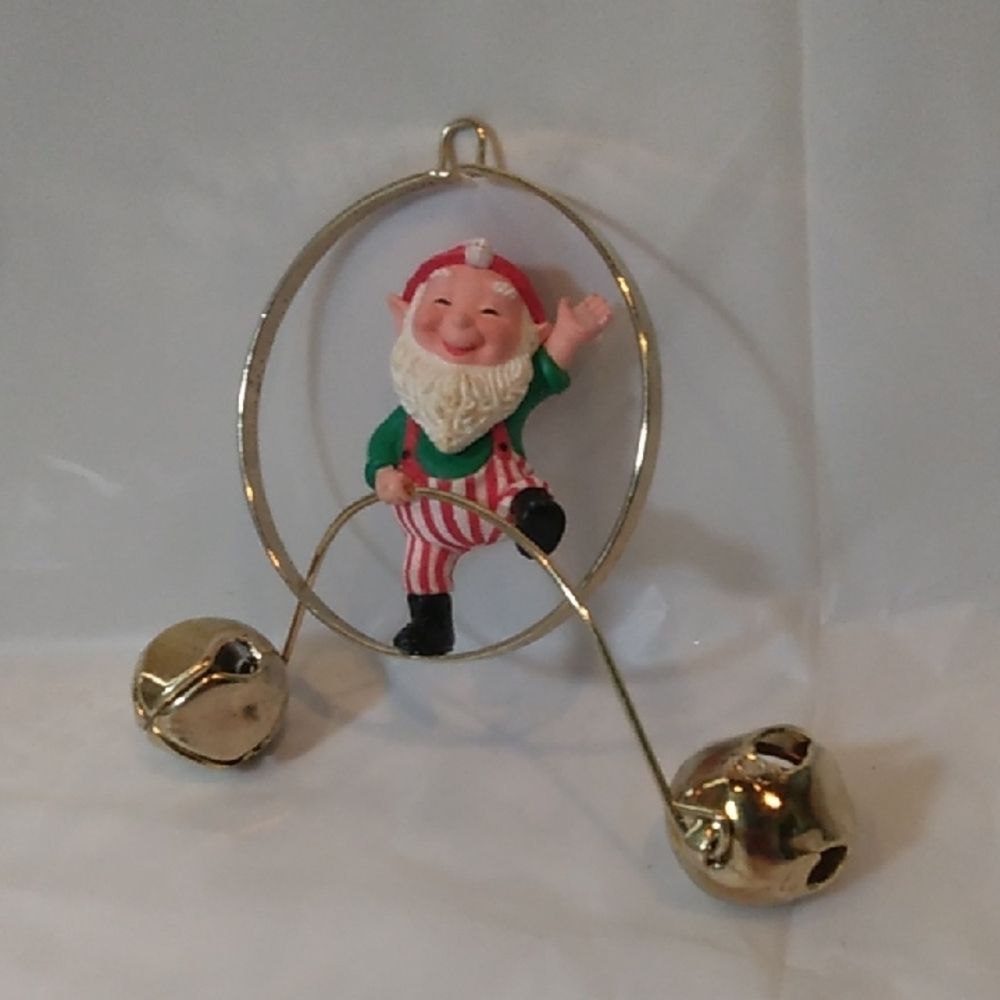 Vintage Elf Ornament with Jingle Bells 1989